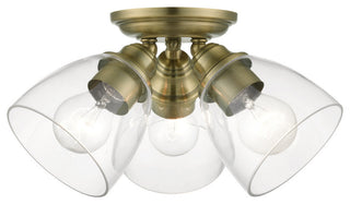 Montgomery 3 Light Antique Brass Semi-Flush