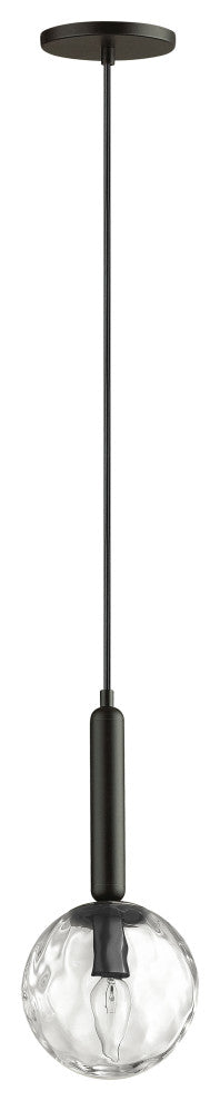 Matte Black Contemporary Pendant With Clear Glass
