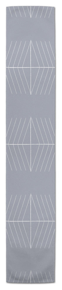 Dusty Blue Lines 16x72 Cotton Twill Runner