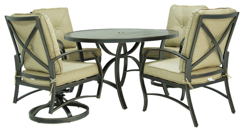 Sinclair Club Swivel Chairs With Cushion, Quality Outdoor Patio Furniture
