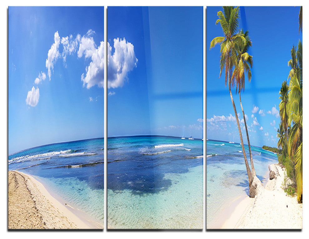 "Paradise Beach Panorama" Photo Metal Wall Art, 3 Panels, 36"x28"