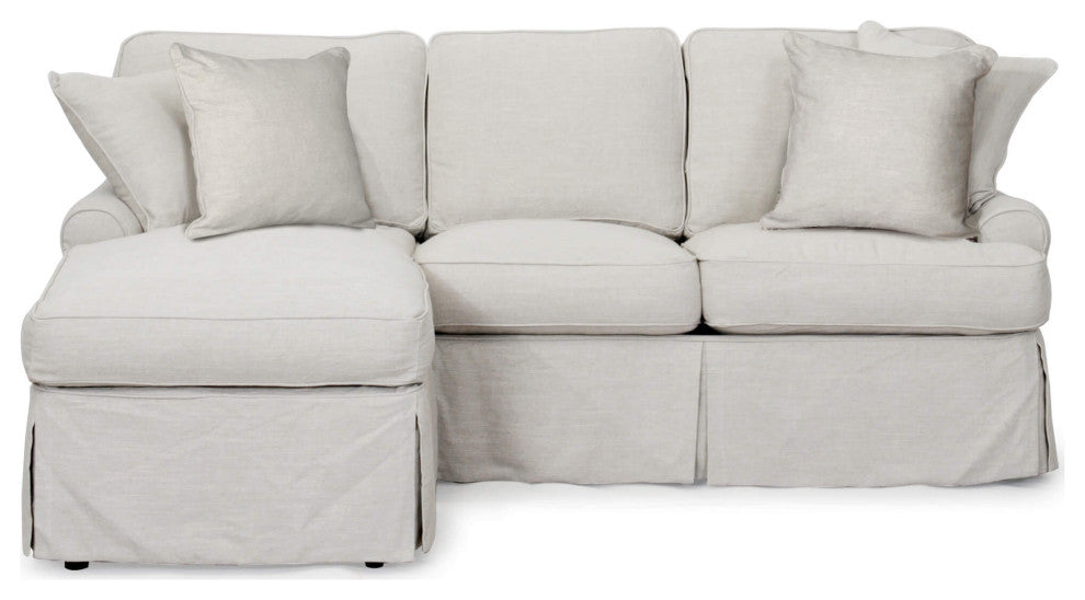Slipcover for T Cushion Sectional Sofa with Chaise Light Gray