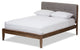 Leyton Light Gray Fabric and Medium Brown Finish Wood King Size Platform Bed