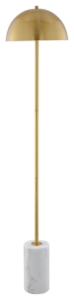 Inspired Home Kenadie Floor Lamp, Marble Stone Base, Brass/White