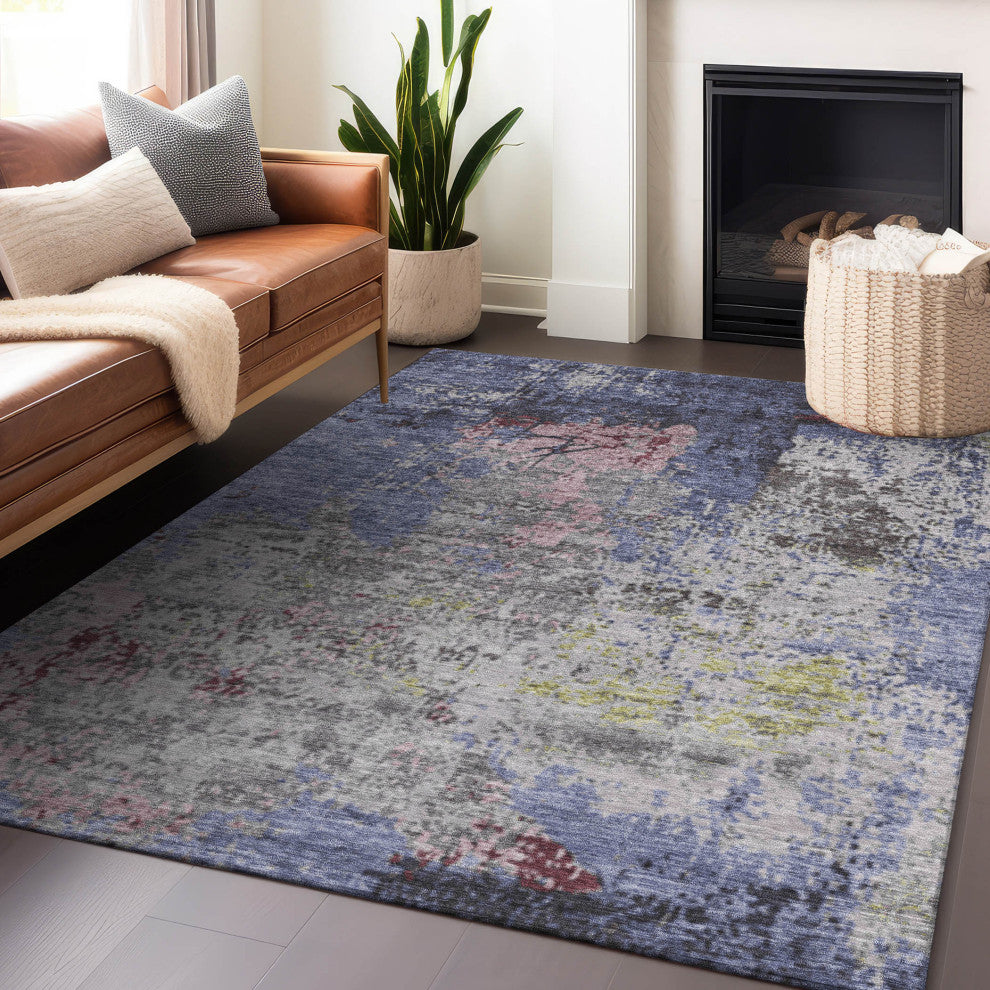 Machine Washable Indoor/Outdoor Chantille ACN1911 Blue 8' x 10' Rug