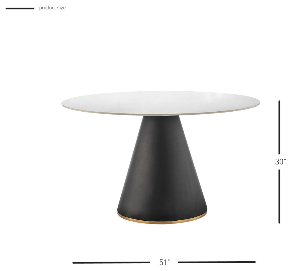Geneva Ceramic Top 51" Round Dining Table w/ Gold Trim