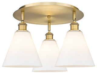Berkshire-3 Light 20" Flush Mount-Brushed Brass, Matte White Glass Shade