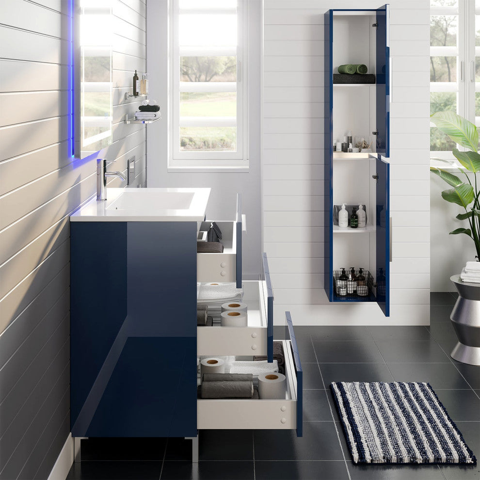 Eviva Olivia 24" Marino Blue Free Standing Bathroom Vanity