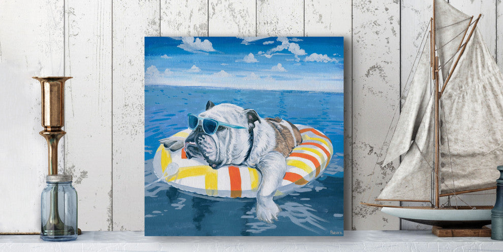 "Chilling at the Beach" Painting Print on Wrapped Canvas, 48"x48"