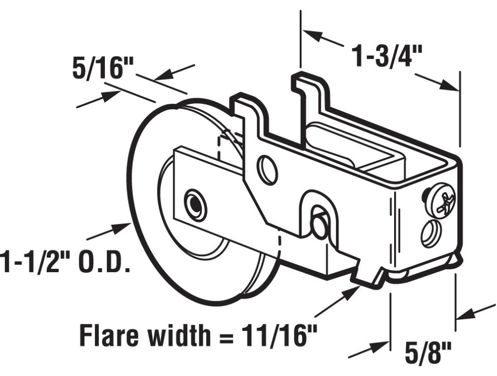 Sliding Door Roller Assembly with 1-1/2" Nylon Ball Bearing