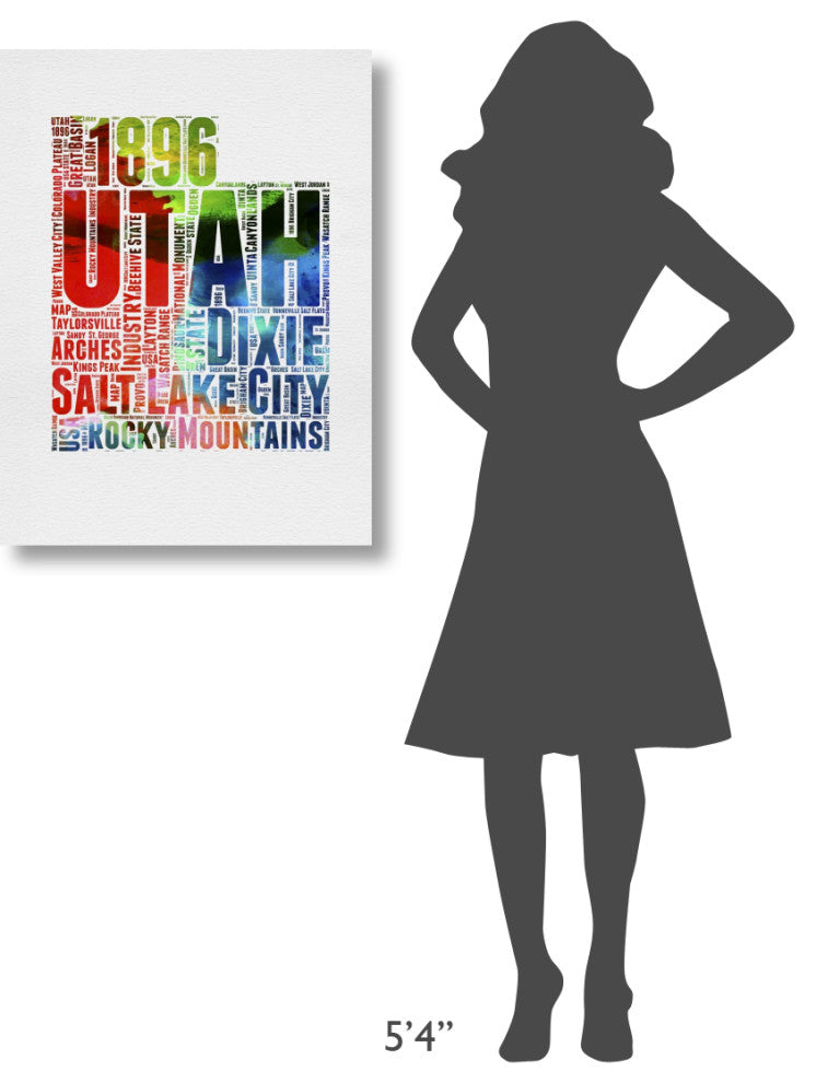 "Utah Watercolor Word Cloud" Fine Art Print