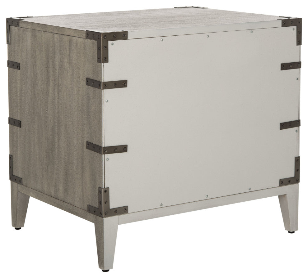 Safavieh Couture Nisha 3 Drawer Wood Nightstand, Light Grey