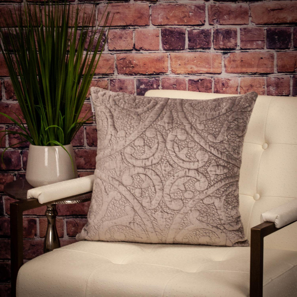 Parkland Collection Cristal Taupe Throw Pillow, Square