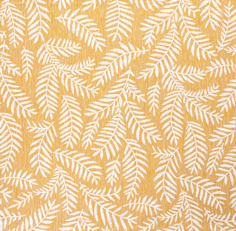 Nevis Palm Frond Indoor/Outdoor, Yellow/Cream, 5' Square