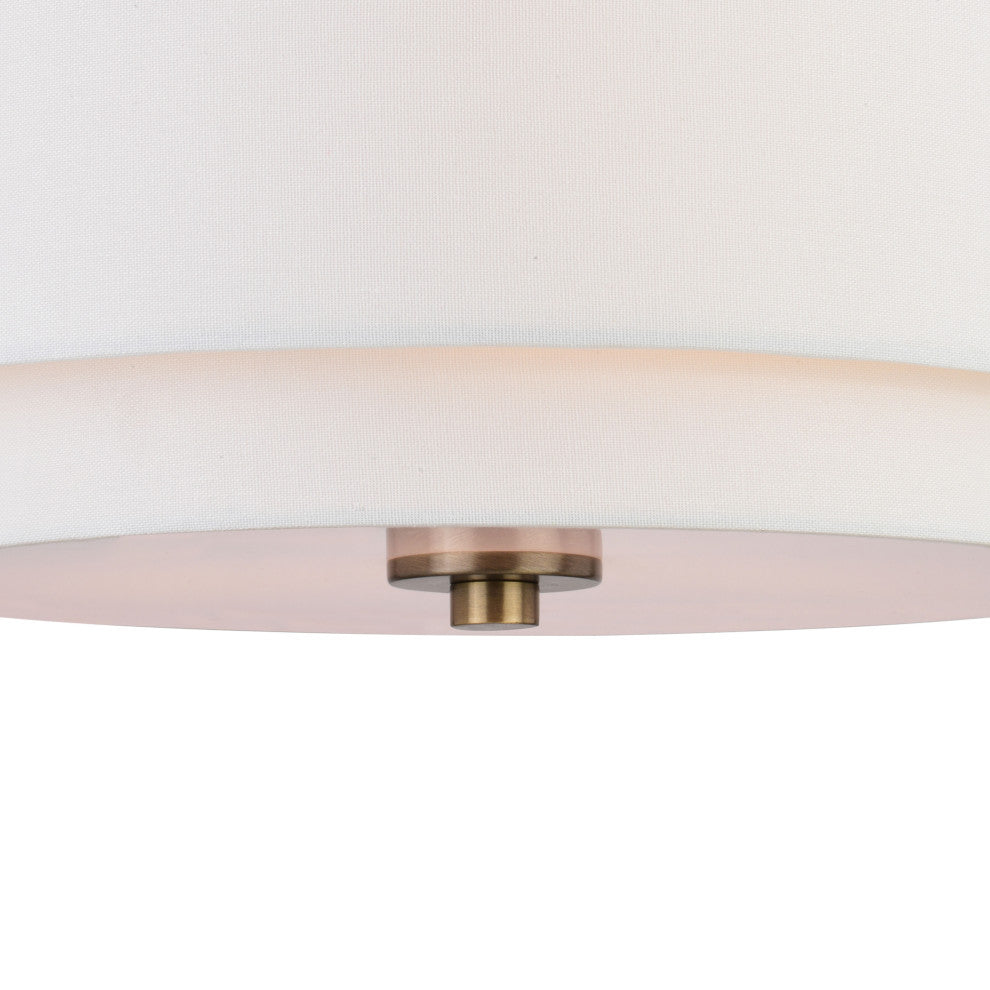 Burnaby Mid-Century Drum Semi Flush Ceiling Light, Matte Brass, 16"Wx9"Hx16"D