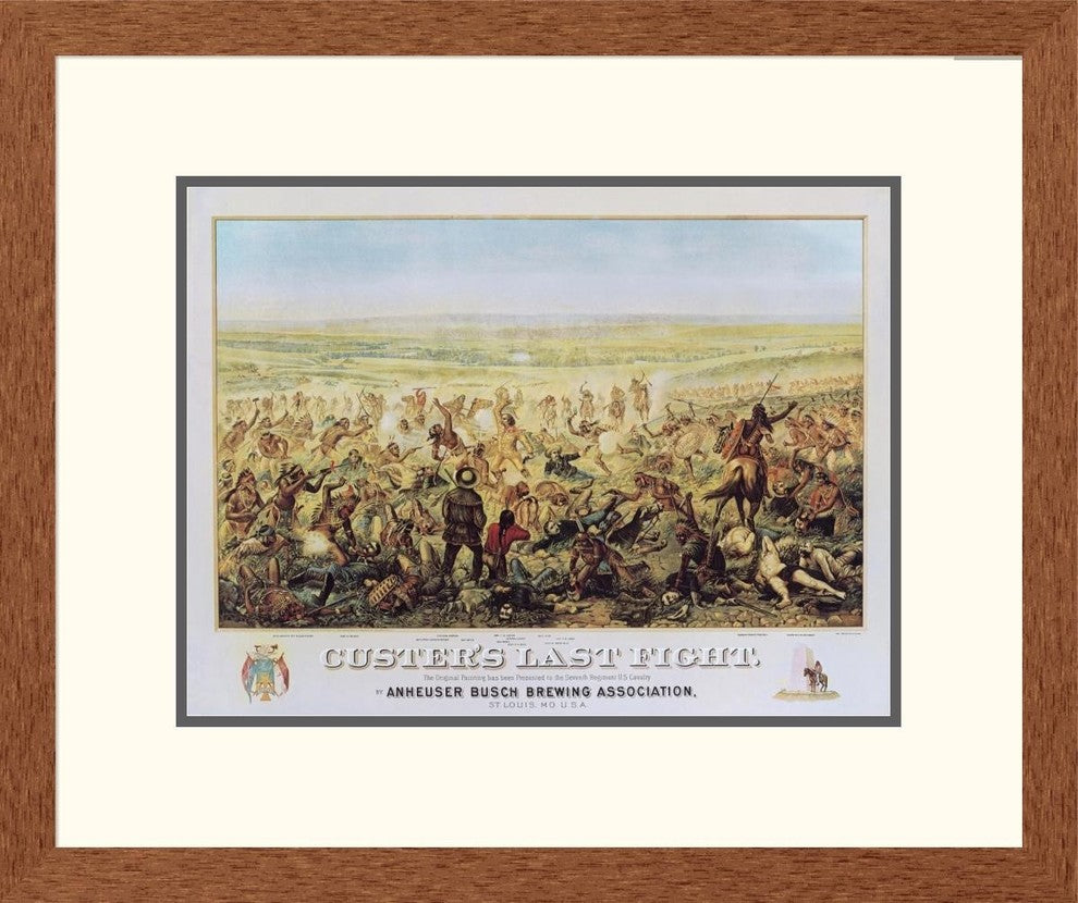 "Custers Last Fight" Framed Digital Print by Anonymous, 25x21"