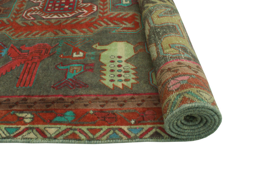 Fine Vintage Distressed Kian Gray/Rust Runner, 3'10x9'11