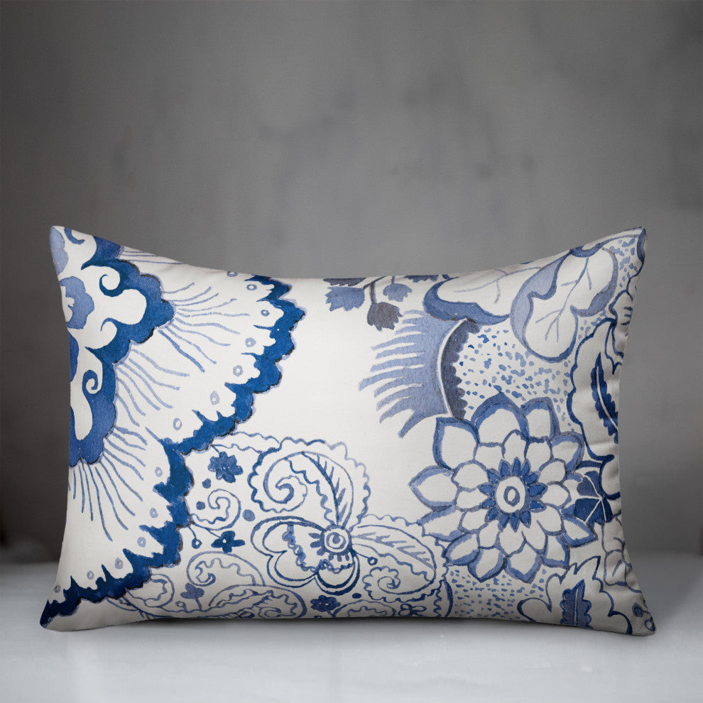 Blue Paisley Pattern 14x20 Spun Poly Pillow