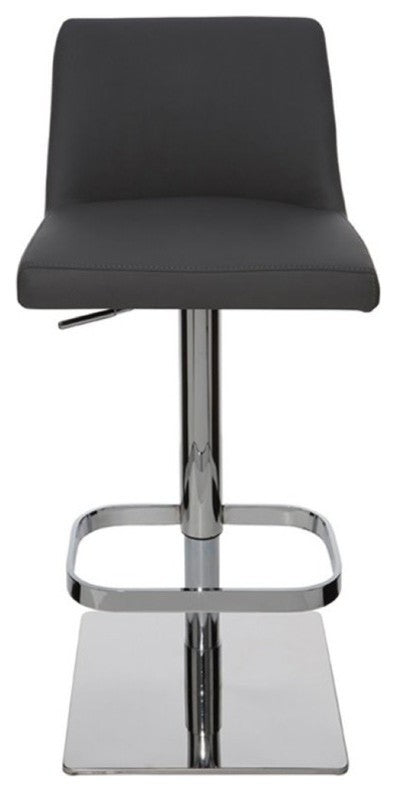Rome Adjustable Bar Stool, Gray Modern Barstool Gray Naugahyde Leather