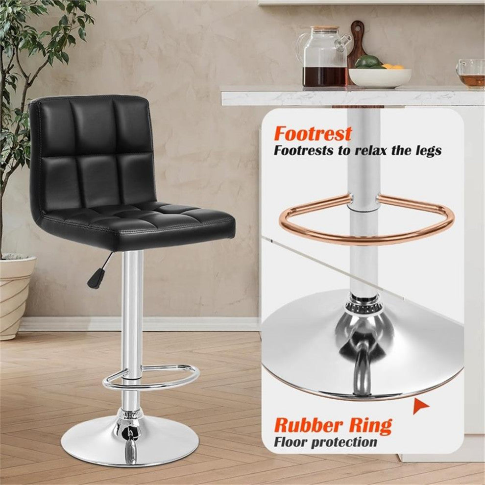 Pemberly Row Faux Leather Adjustable Black Bar Stools (Set of 2)
