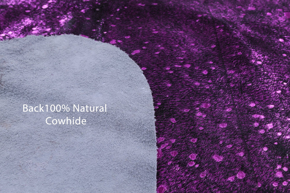 6' 4" X 6' 0" Pink Metallic Cowhide Rug C2097