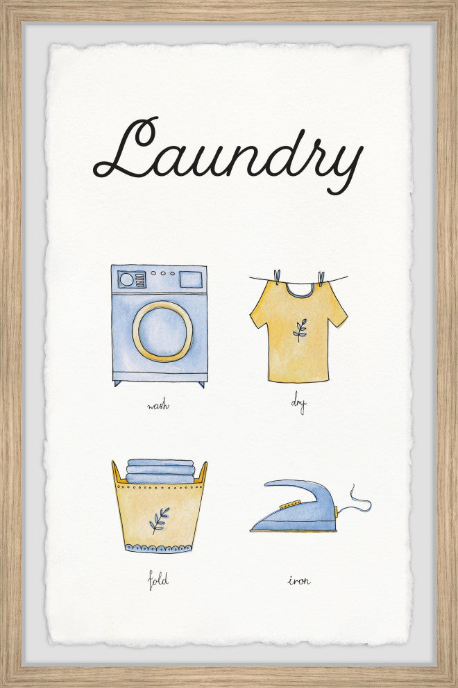 "Wash Dry Fold Iron" Framed Painting Print, 16x24