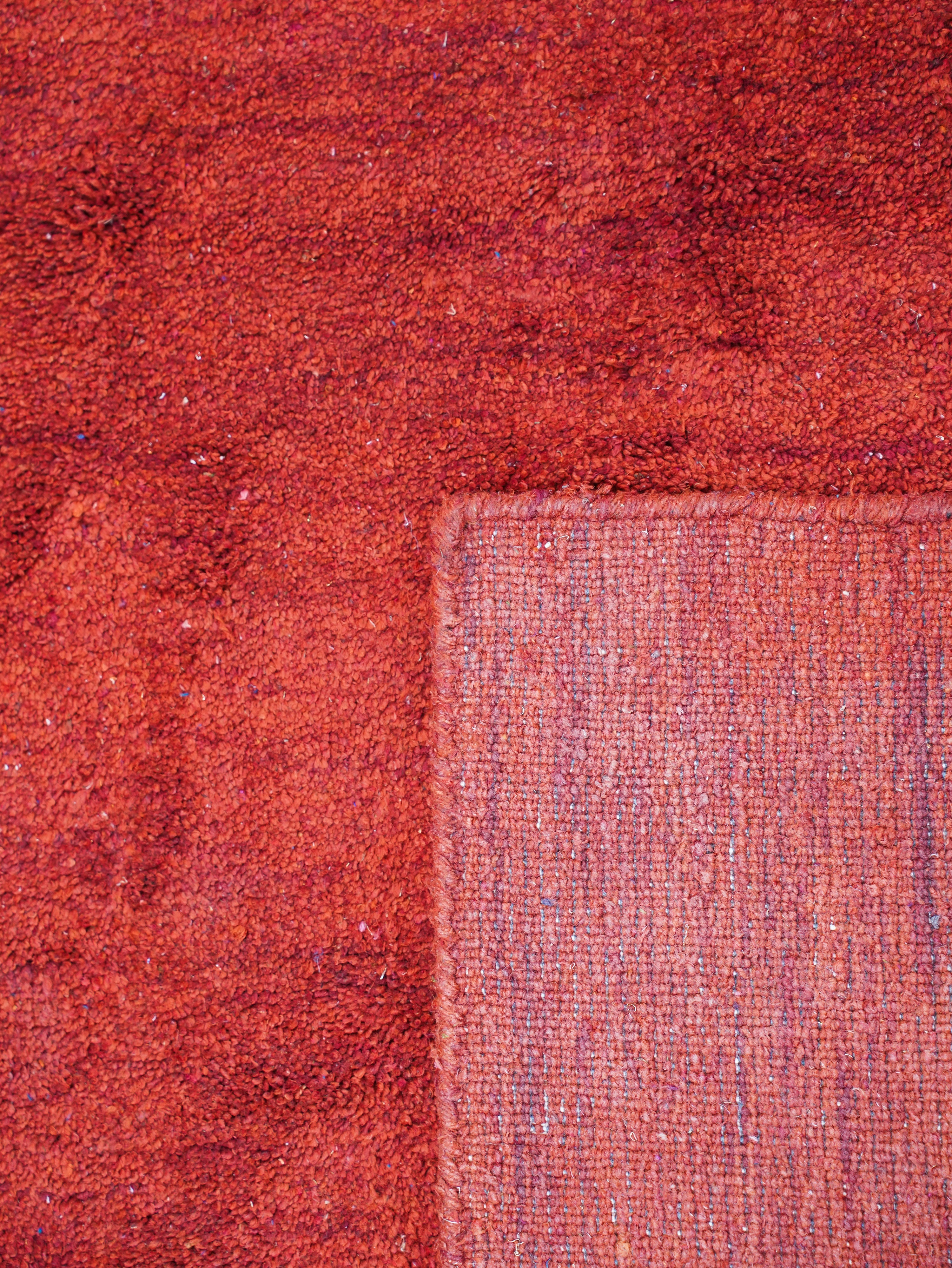 Hand Knotted Loom Silk Mix Area Rugs Solid Light Red