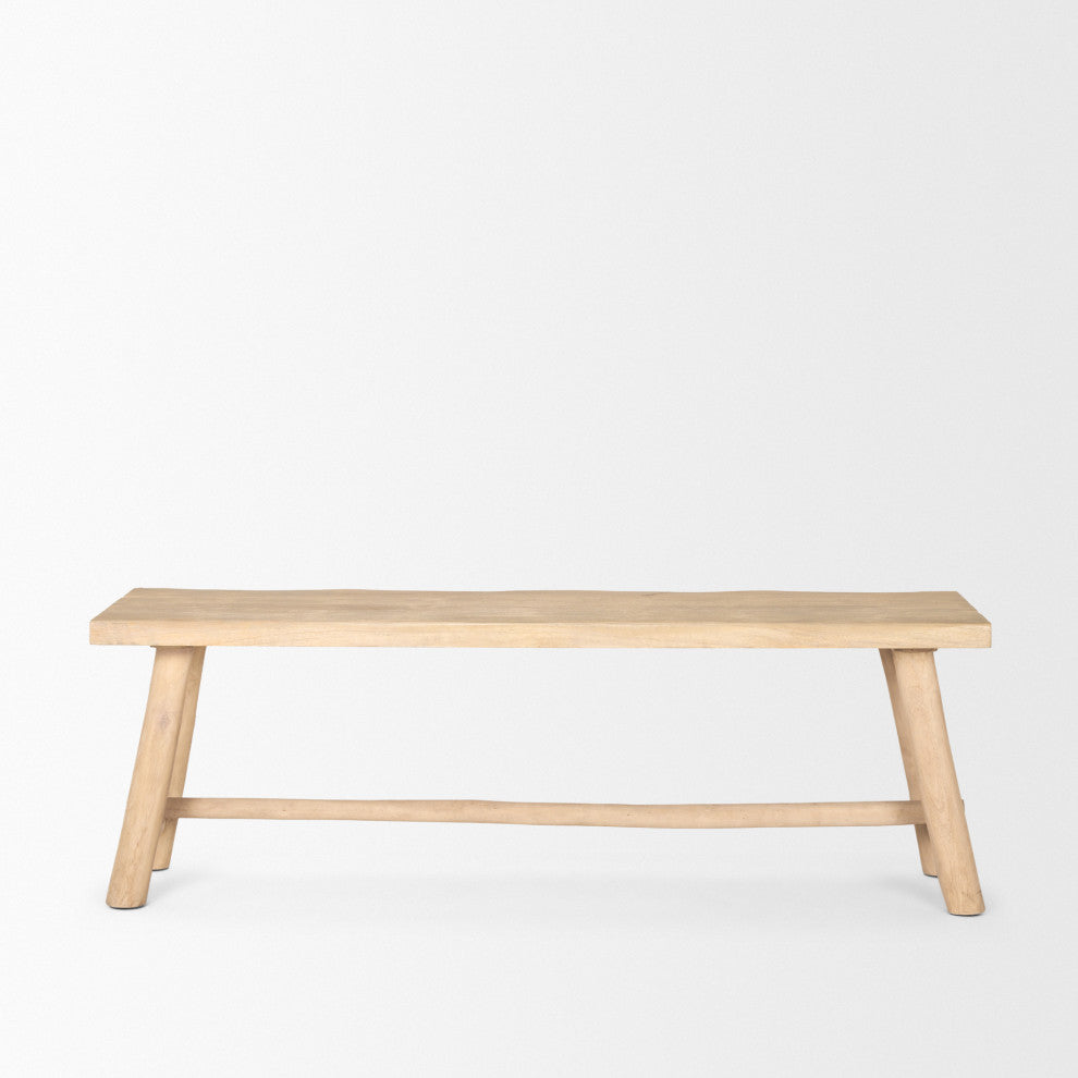 Sekou Light Brown Wooden Craftsman Bench