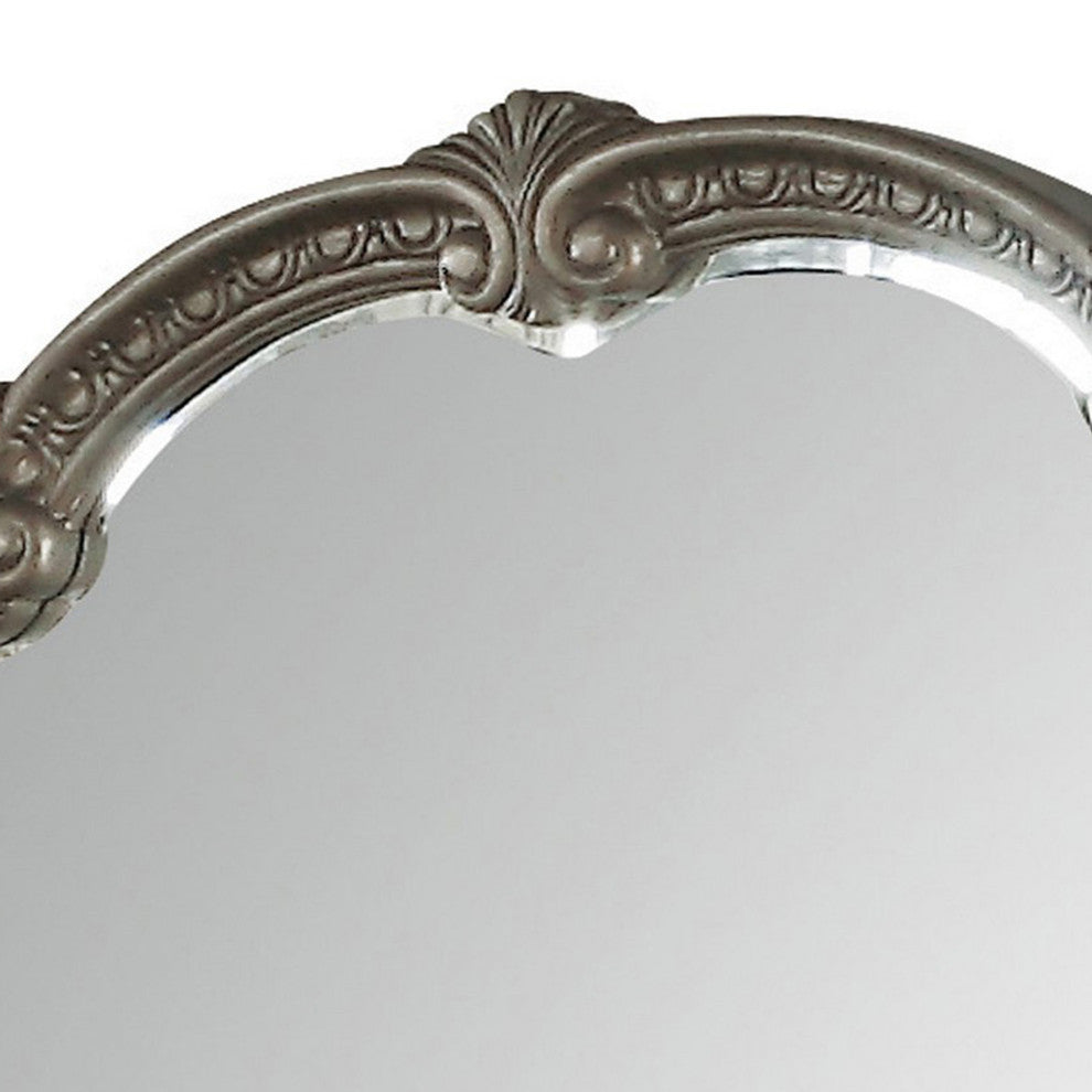 Benzara BM232986 Wooden Carved Wall Mirror With Scrolled Framework. Gold