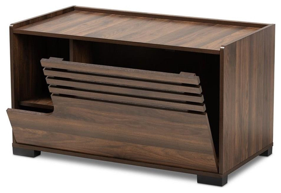 Baxton Studio Claire Walnut Brown Finished Cat Litter Box Cover House
