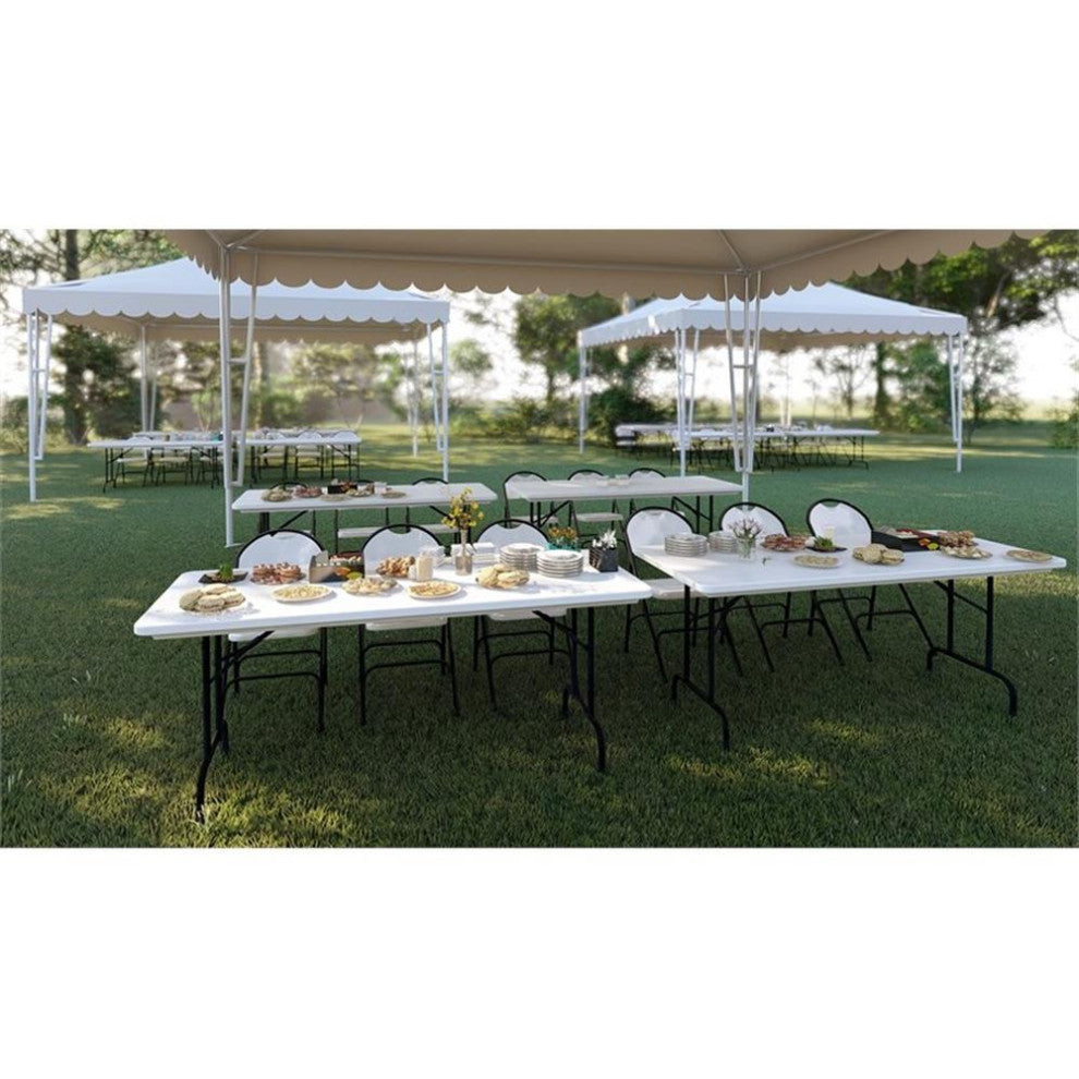 Correll 22-32 Adjustable Height H-D Plastic Blow-Molded Folding Table Yellow