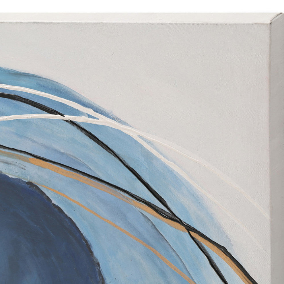 Inkwell Ripples Modern Hand Painted Canvas Abstract Art - 80" x 50"
