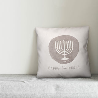 Gray Watercolor Menorah 16"x16" Throw Pillow Cover