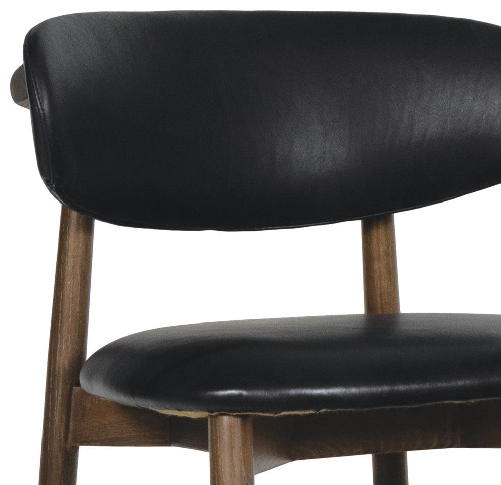 Ethan Leather Bar Stool, Black