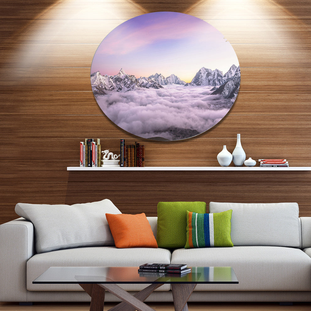 Clouds Sunrise Ama Dablam, Landscape Wall Round Wall Art, 23"