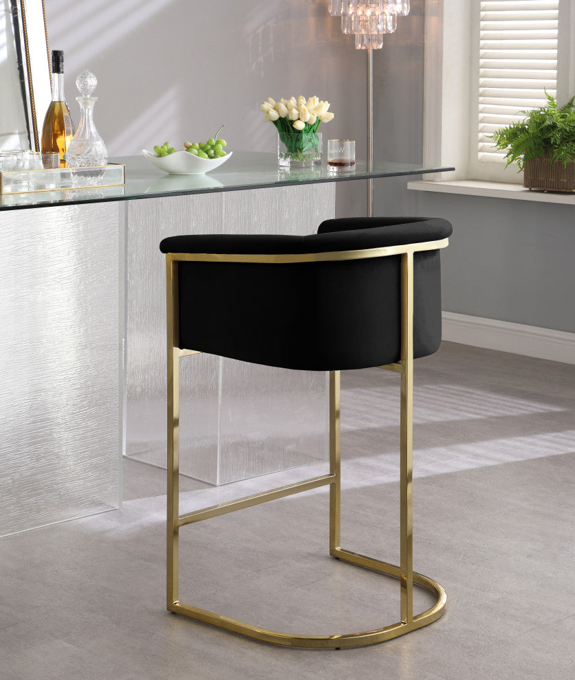 Donatella Velvet Upholstered Stool, Black