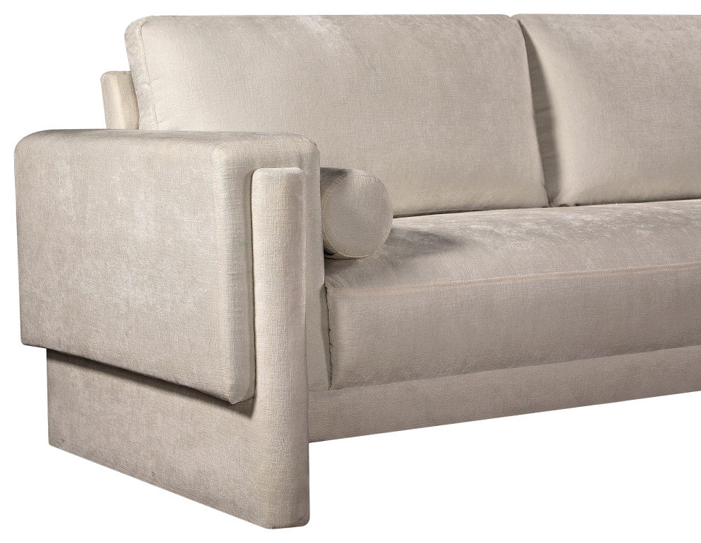 Madeline Chenille Fabric Upholstered Chair, Beige, Loveseat