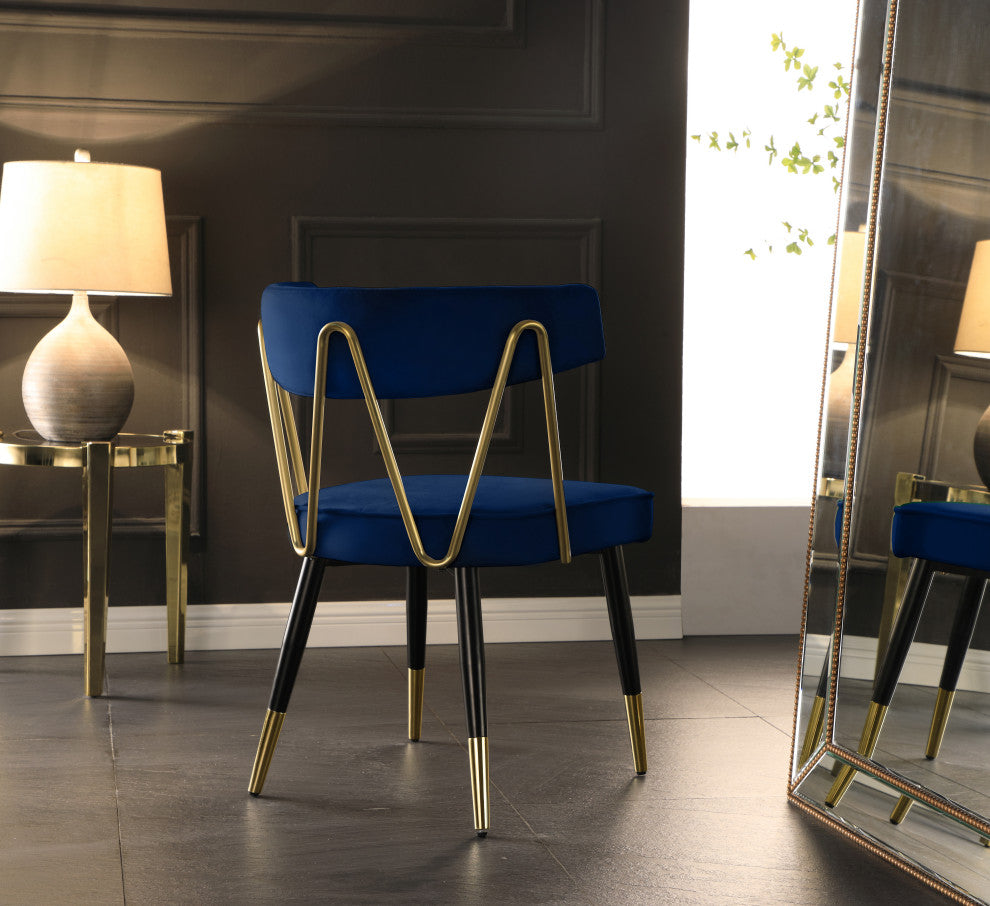 Rheingold Upholstered Dining Chair, Navy, Velvet