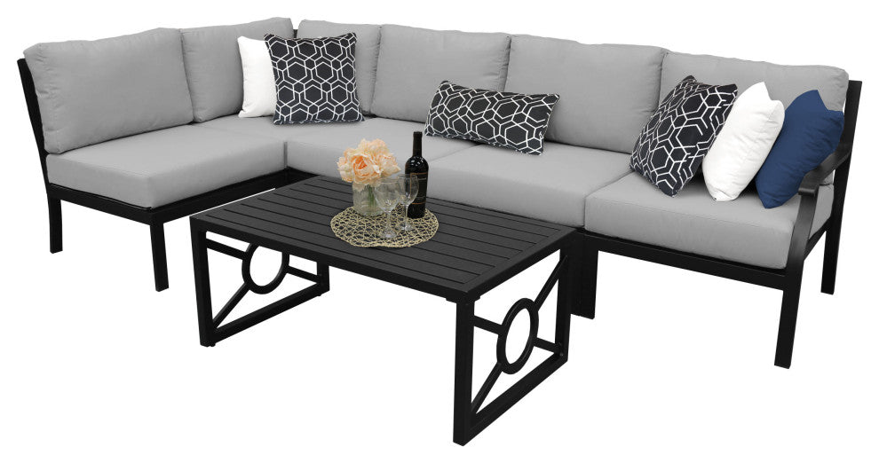 kathy ireland Madison Ave. 6 Piece Aluminum Patio Furniture Set 06q, Slate