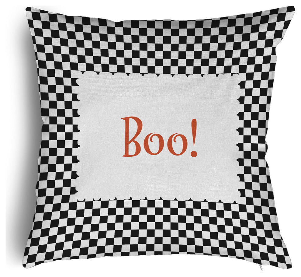 Halloween Boo Checks Accent Pillow With Removable Insert, Black, 18"x18"