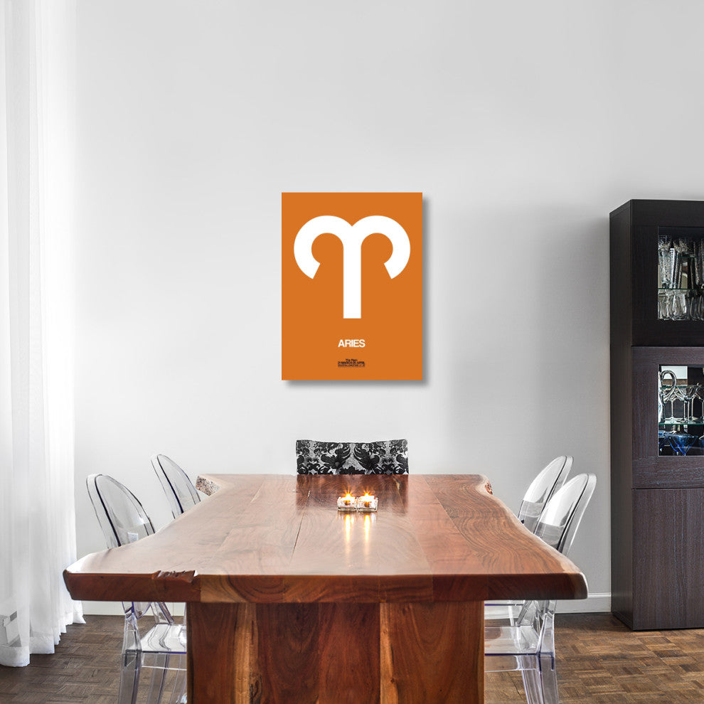 "Aries Zodiac Sign White on Orange" Fine Art Print