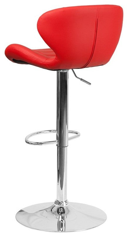 Estella Aila Mid-Back Red Vinyl Swivel Adjustable Barstool