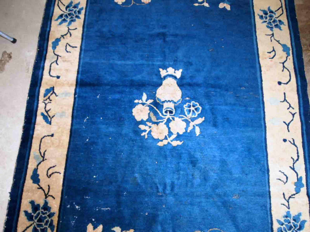 Handmade Antique Peking Chinese Rug, 4.1'x6.4', 125cmx195cm 1900s
