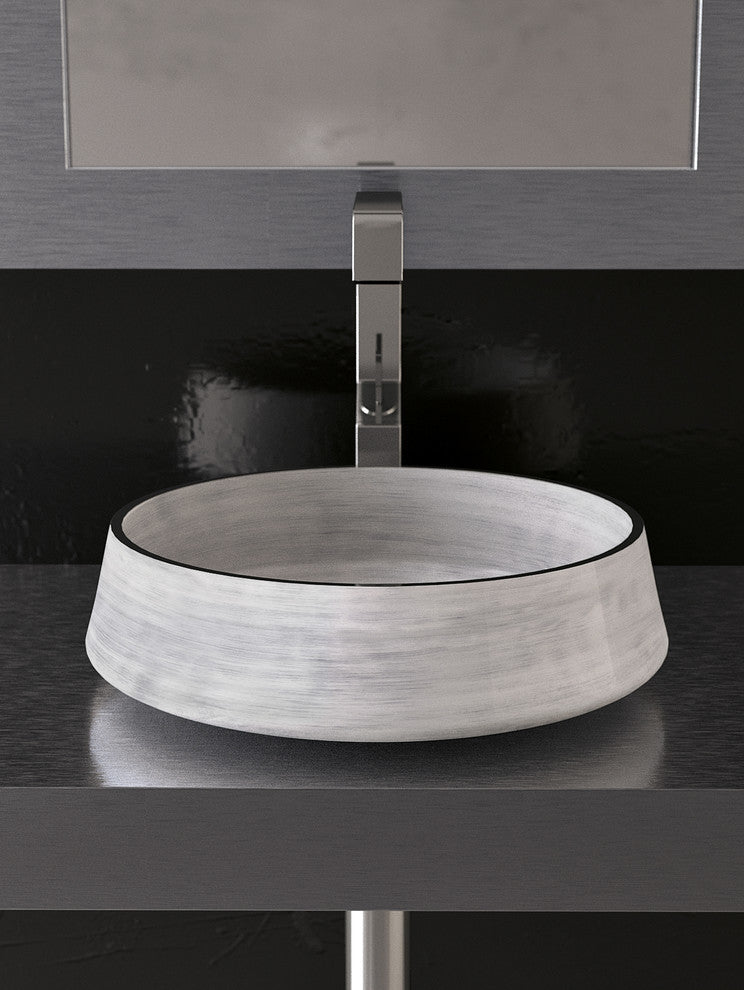 Alumix Exte Luxury Vessel Sink, White and Silver
