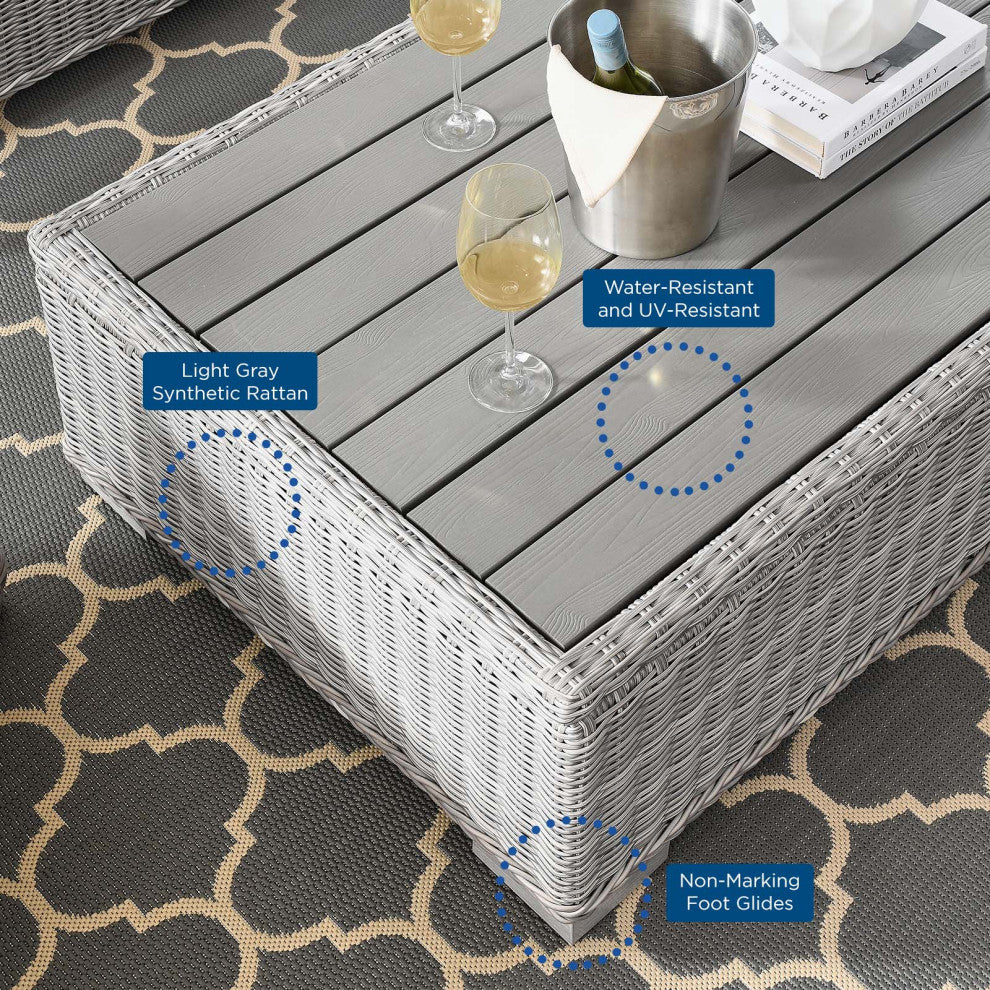 Lounge Sectional Sofa Chair Set, Rattan, Wicker, Gray, Modern, Outdoor