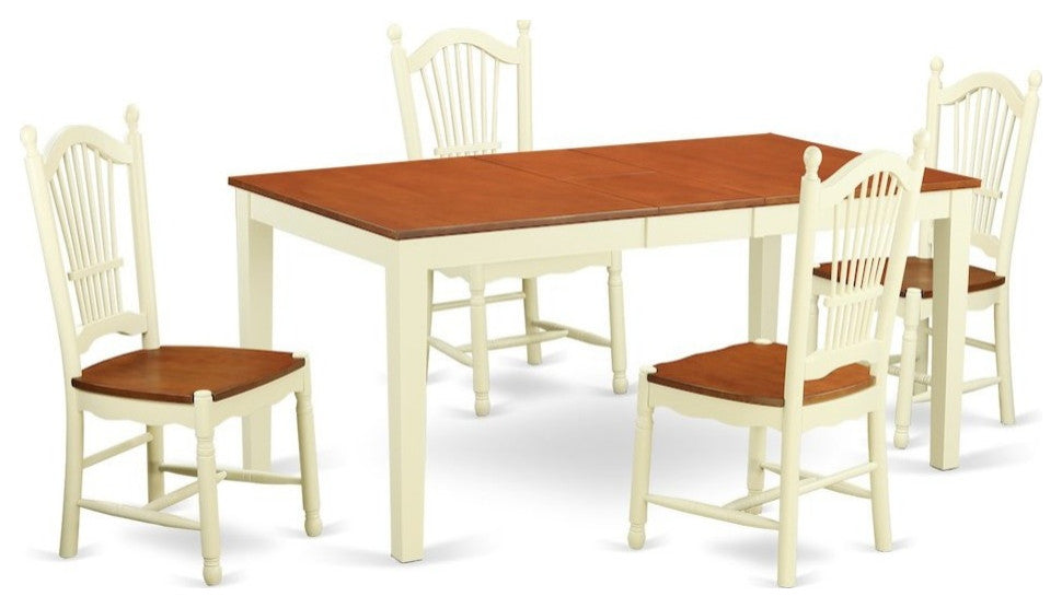 Ashlyn Dining Table Set, Buttermilk and Cherry, 5 Pieces