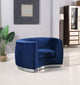 Julian Velvet Upholstered Chair, Navy, Chrome Base