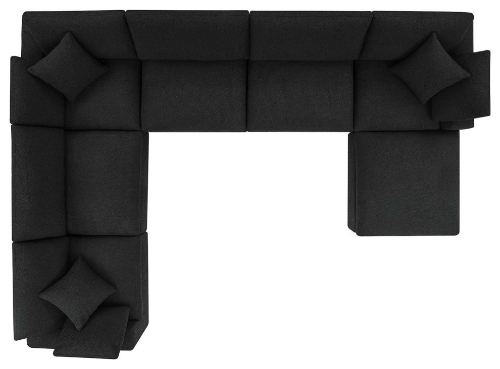 Commix Down Filled Overstuffed Boucle 7-Piece Sectional Sofa, Black