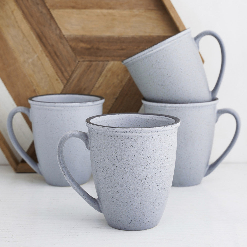 Stone Lain Tina Stoneware 32 Piece Dinnerware Set, Blue and Grey