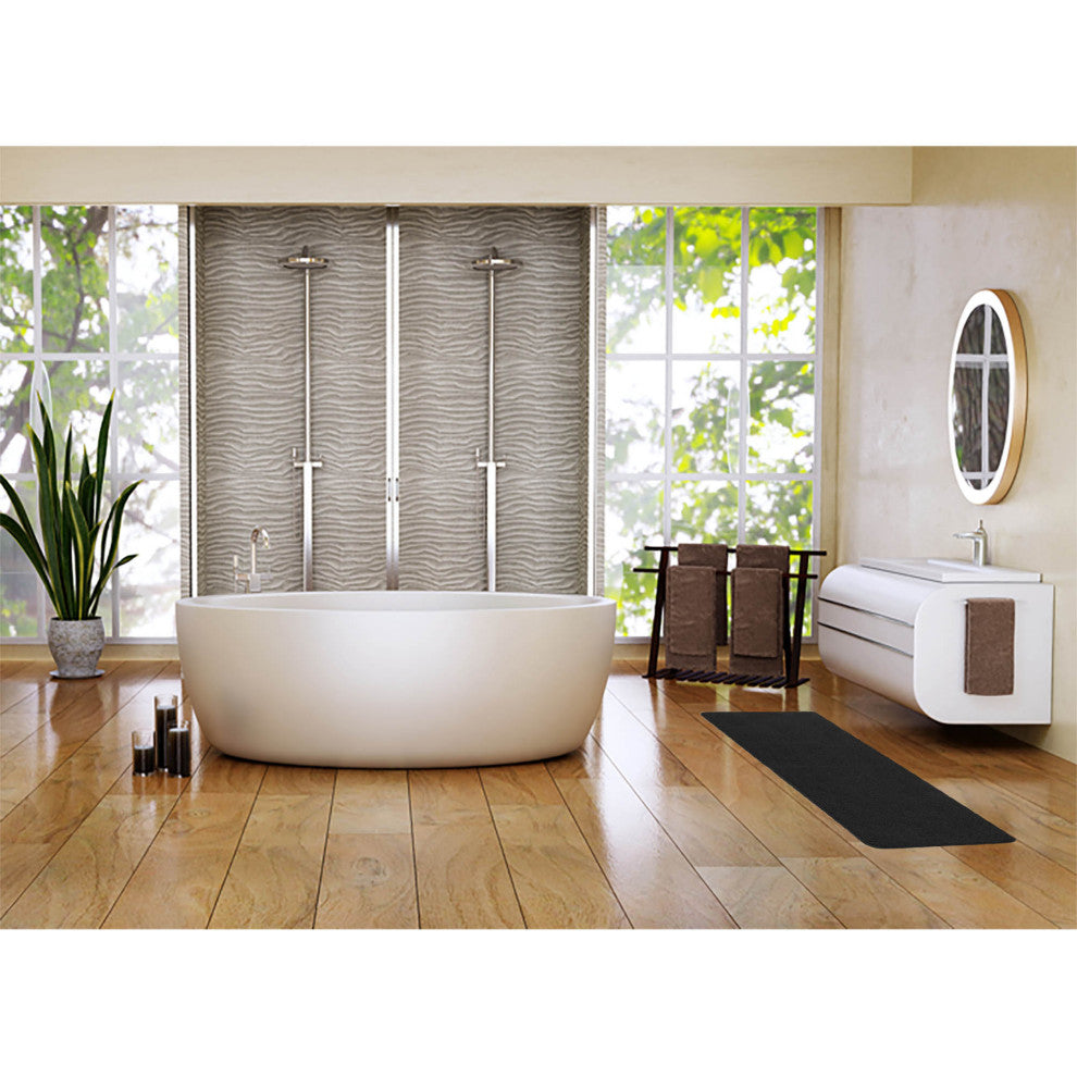 Microfiber Polyester Double Sink Bath Mat Runner - 48"L x 20"W, Black